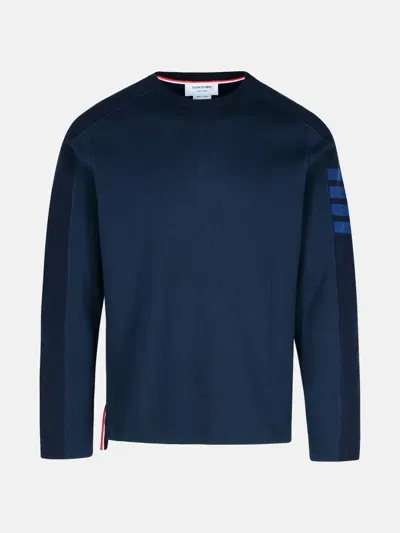 Thom Browne Blue Cotton T-shirt In Navy