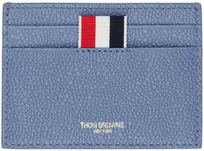 Thom Browne Blue Pebble Grain Rose 4-bar Single Card Holder In 450 Blue