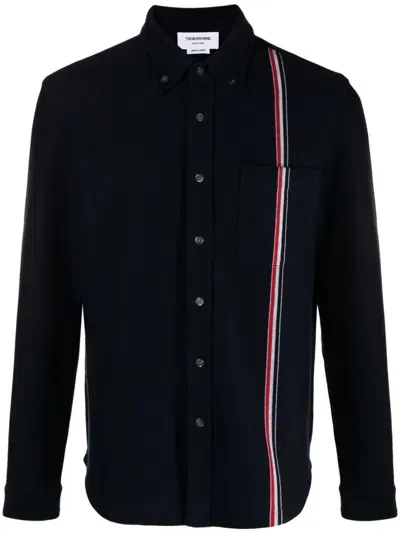 Thom Browne Rwb-stripe Cotton Shirt Jacket In Blue