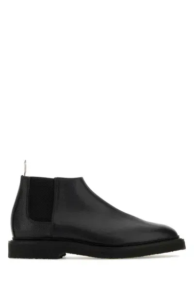 Thom Browne Black Leather Ankle Boots