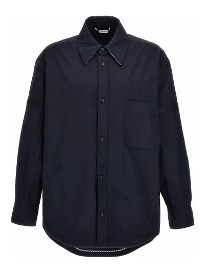 Thom Browne Snap Front Overshirt In Blue