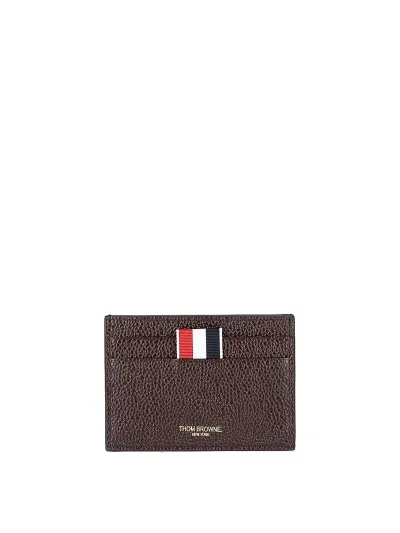 Thom Browne "pebble Grain" Card Holder In Brown