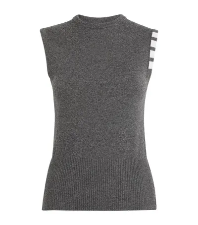 Thom Browne Cashmere 4-bar Sweater Vest In Grey