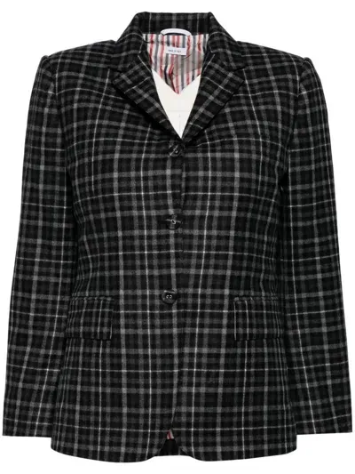 Thom Browne Check Pattern Blazer In Grey