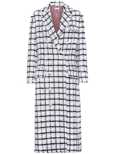 Thom Browne Checked Coat In White