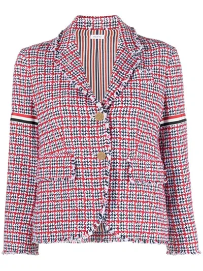 Thom Browne Check-pattern Tweed Jacket In Red White Blue