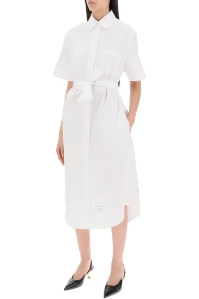 Thom Browne Chemisier Midi Con Cintura In White