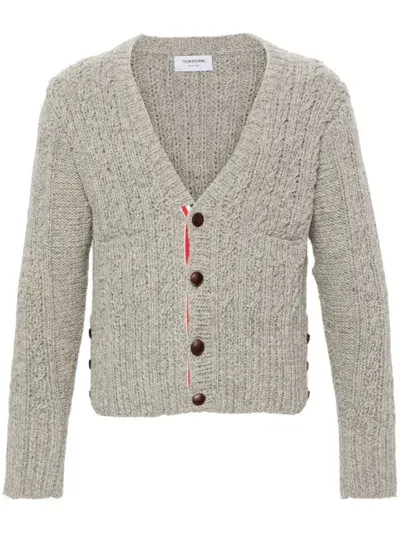 Thom Browne Chunky-knit Wool Cardigan In Grey