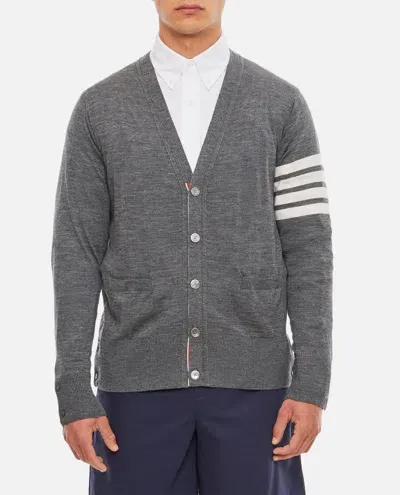 Thom Browne Classic V Neck Cardigan In Grey