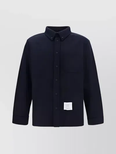 Thom Browne Collar Front Panel Shirt With Long Sleeves In Blue