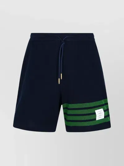 Thom Browne Cotton Bermuda Shorts Striped Detail In Blue