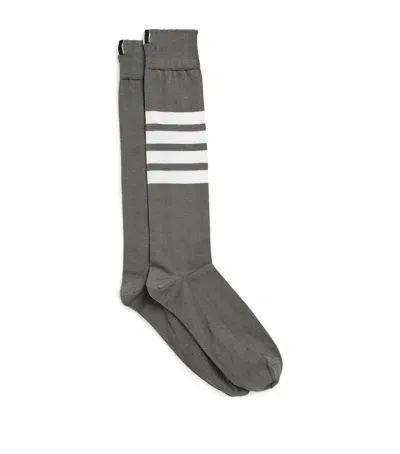 Thom Browne Cotton-blend 4-bar Over-the-calf Socks In Gray