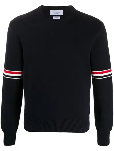 Thom Browne Cotton Sweater With Logo In Blue