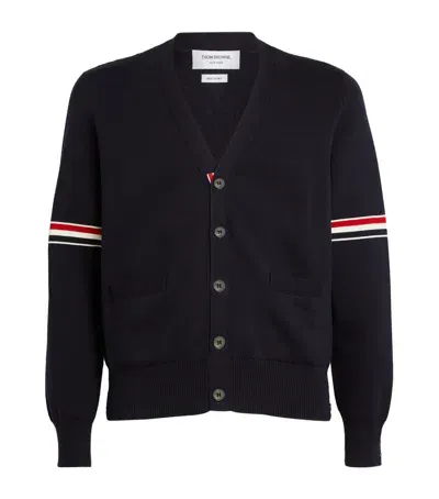 Thom Browne Cotton V-neck Cardigan In Navy