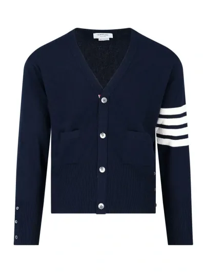 Thom Browne 4-bar Cashmere Cardigan In Blue