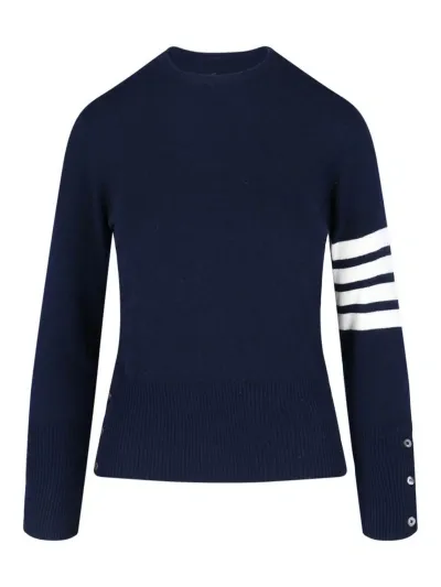 Thom Browne Crewneck Sweater In Blue