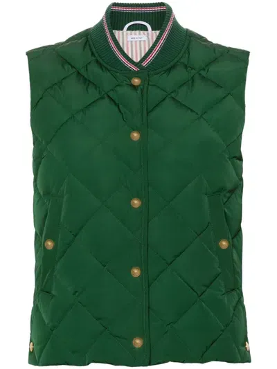 Thom Browne Diamond-quilted Down Gilet In Green