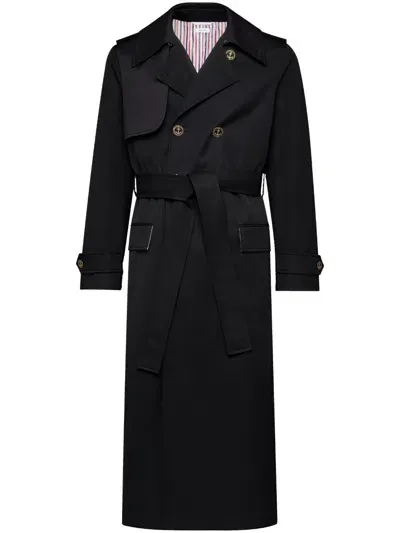 Thom Browne Double-breasted Trench Coat In Black