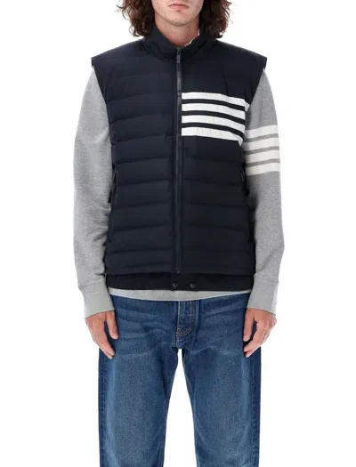 Thom Browne Downfilled Ski Vest With 4-bar In Blue