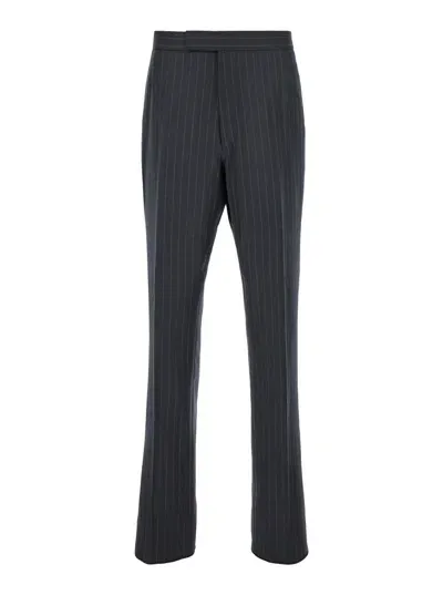 Thom Browne Fit 1 Backstrap Trouser In Pin Stripe Wool Suiting In Multicolor