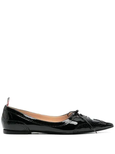 Thom Browne Pointed-toe Leather Loafers In Black