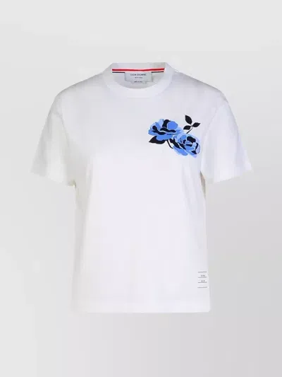 Thom Browne Rose Printed Crewneck T In White