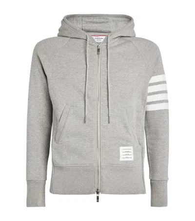 Thom Browne Four-stripe Zip-up Hoodie In Grey