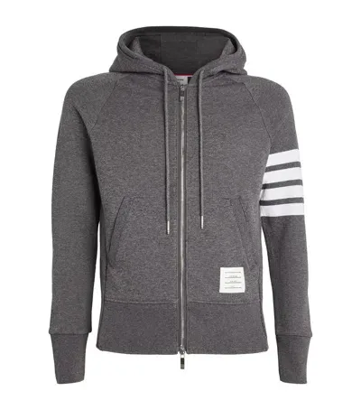 Thom Browne Four-stripe Zip-up Hoodie In Grey