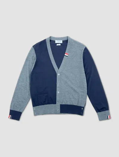 Thom Browne Fun-mix V-neck Cardigan In Navy