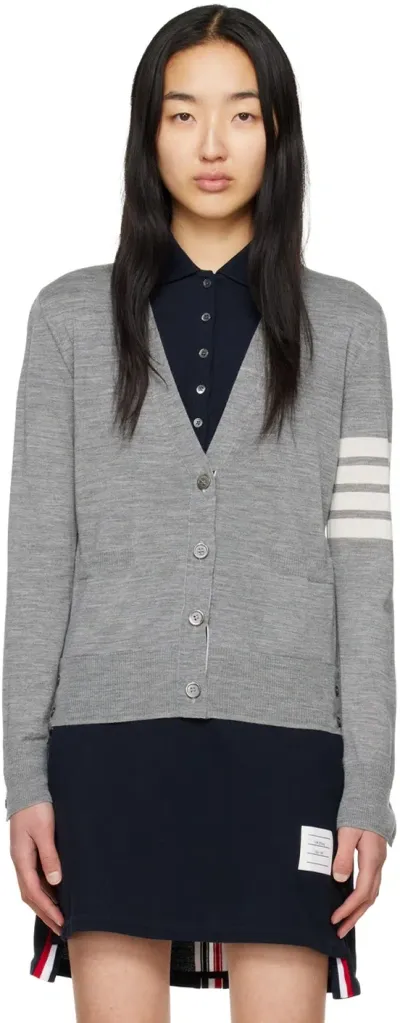 Thom Browne Gray 4-bar Cardigan In 055 Lt Grey