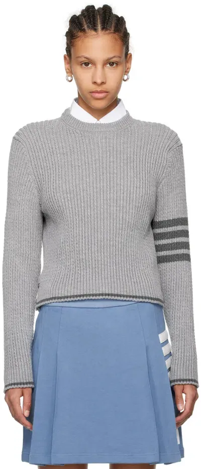 Thom Browne Gray 4-bar Sweater In 055 Lt Grey