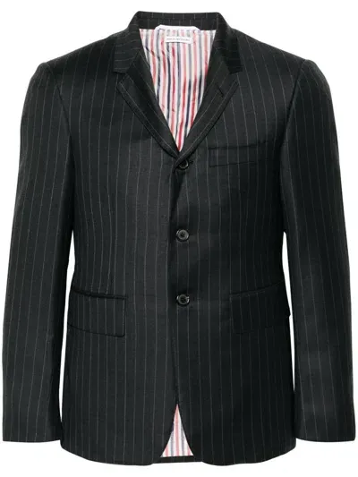 Thom Browne Pinstripe Wool Blazer In Grey