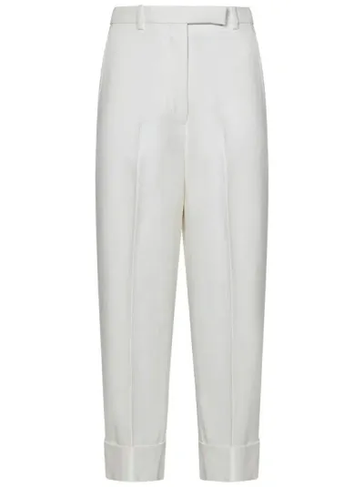 Thom Browne High Waisted Straight Leg Trouser In Organic Cotton Canvas In White