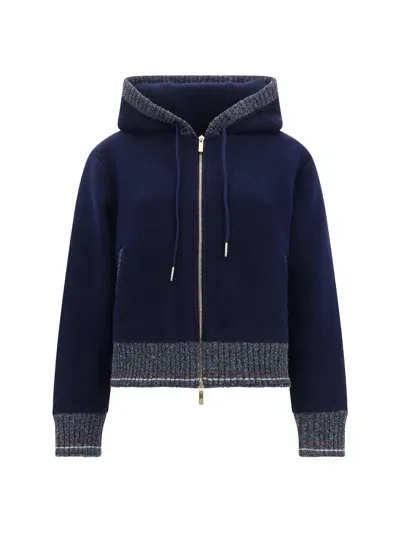 Thom Browne Hooded Cardigan In Blue