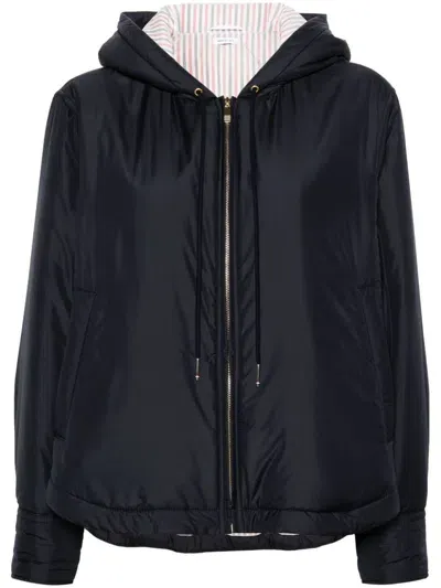 Thom Browne Hooded Down Shirt Jacket In Blue