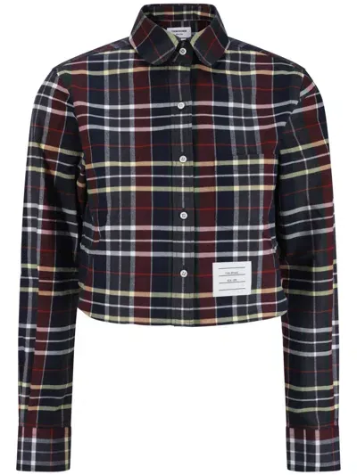 Thom Browne Checked Classic Cropped Shirt In Multicolor