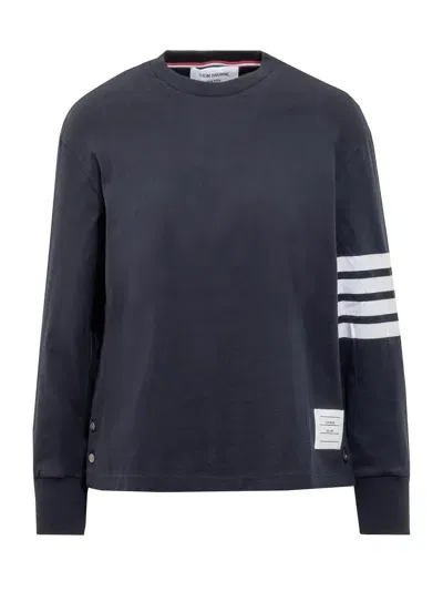 Thom Browne Jersey 4 Bar T-shirt In Blu