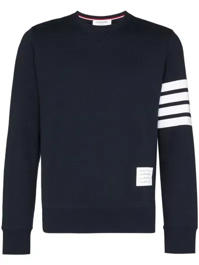 Thom Browne Classic Sweatshirt In Classic Loopback With Engineered 4 Bar In Blue