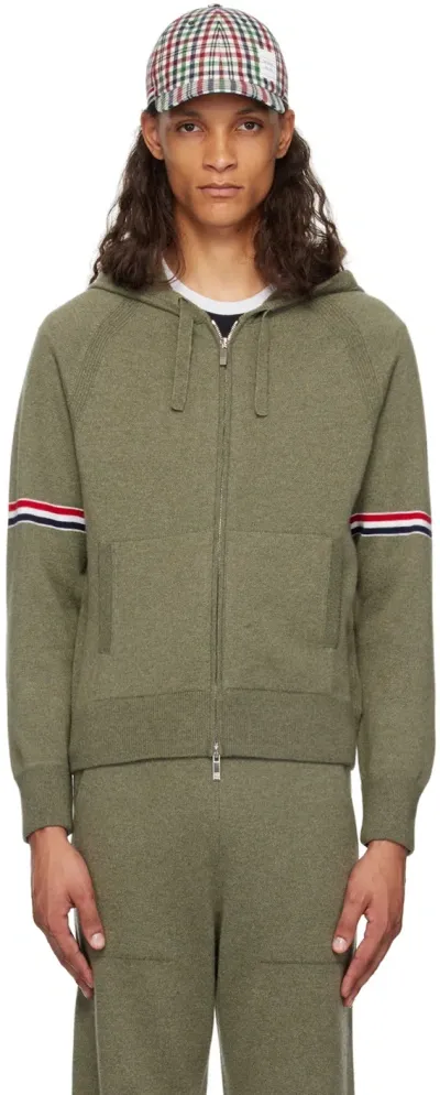 Thom Browne Khaki Armband Hoodie In 322 Dk Green