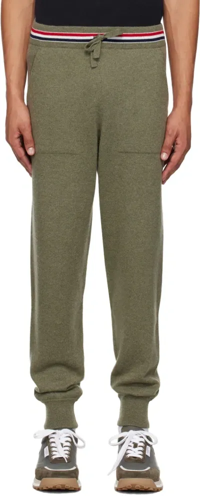 Thom Browne Khaki Cashmere Sweatpants In 322 Dk Green