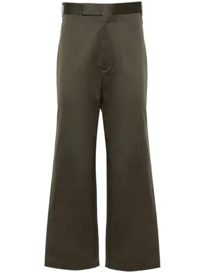 Thom Browne Rwb-stripe Straight-leg Trousers In Green