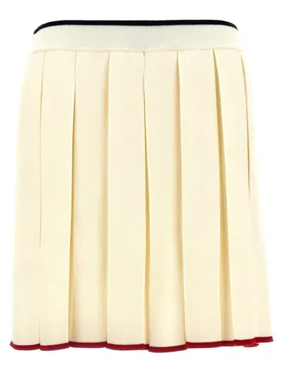 Thom Browne Knitted Pleated Skirt In White