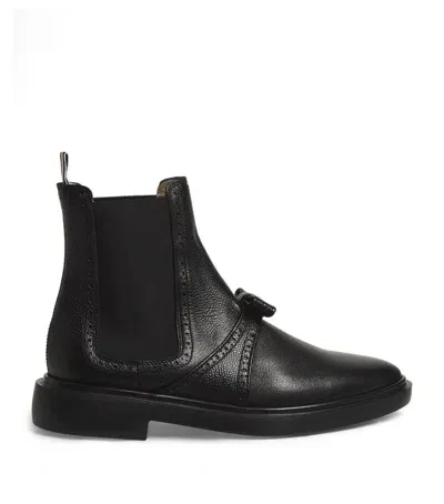 Thom Browne Bow-detailing Leather Chelsea Boots In Black