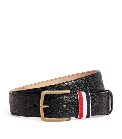 Thom Browne Leather Tricolour Belt In Black