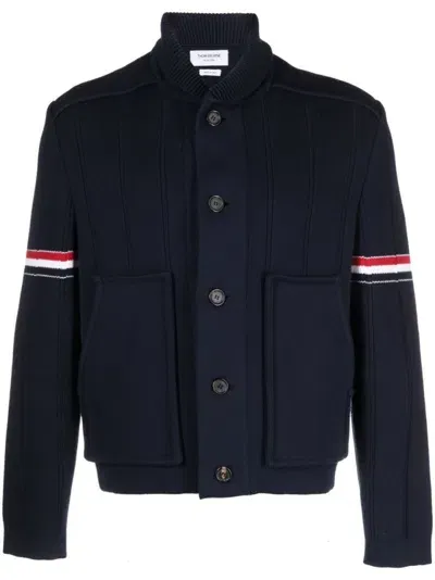 Thom Browne Single-breasted Button-fastening Coat In Blue