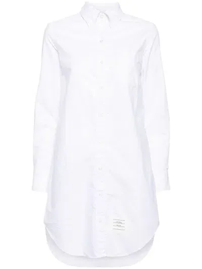 Thom Browne Logo-patch Detail Shirt Dress In White