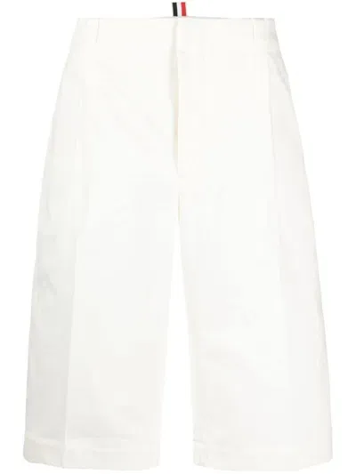 Thom Browne Logo-pull-tab Cotton Shorts In White