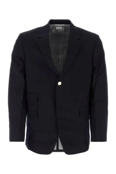 Thom Browne Man Navy Blue Wool Blazer