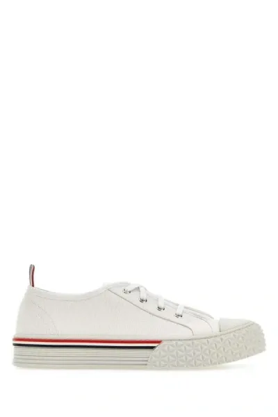 Thom Browne Collegiate Canvas Low-top Sneakers In White