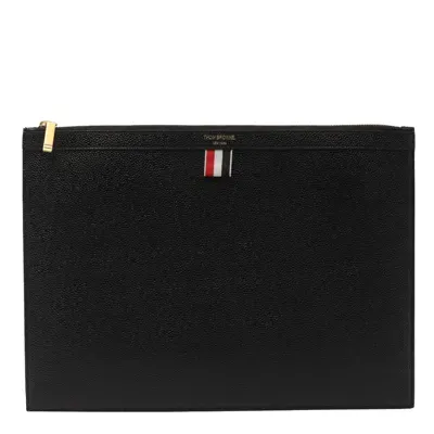 Thom Browne Medium Document Holder With Iconic Logo In Black